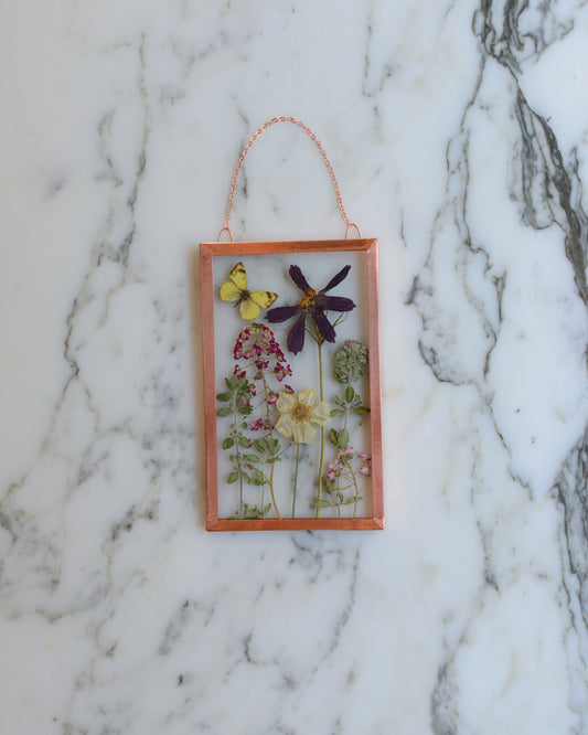 Mini Butterfly Meadow 1 - Glass and Copper Wall Hanging