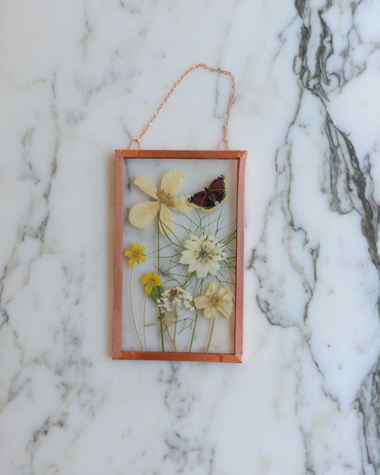 Mini Butterfly Meadow 2 - Glass and Copper Wall Hanging