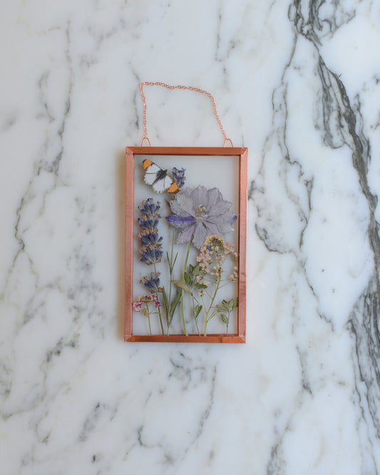 Mini Butterfly Meadow 3 - Glass and Copper Wall Hanging