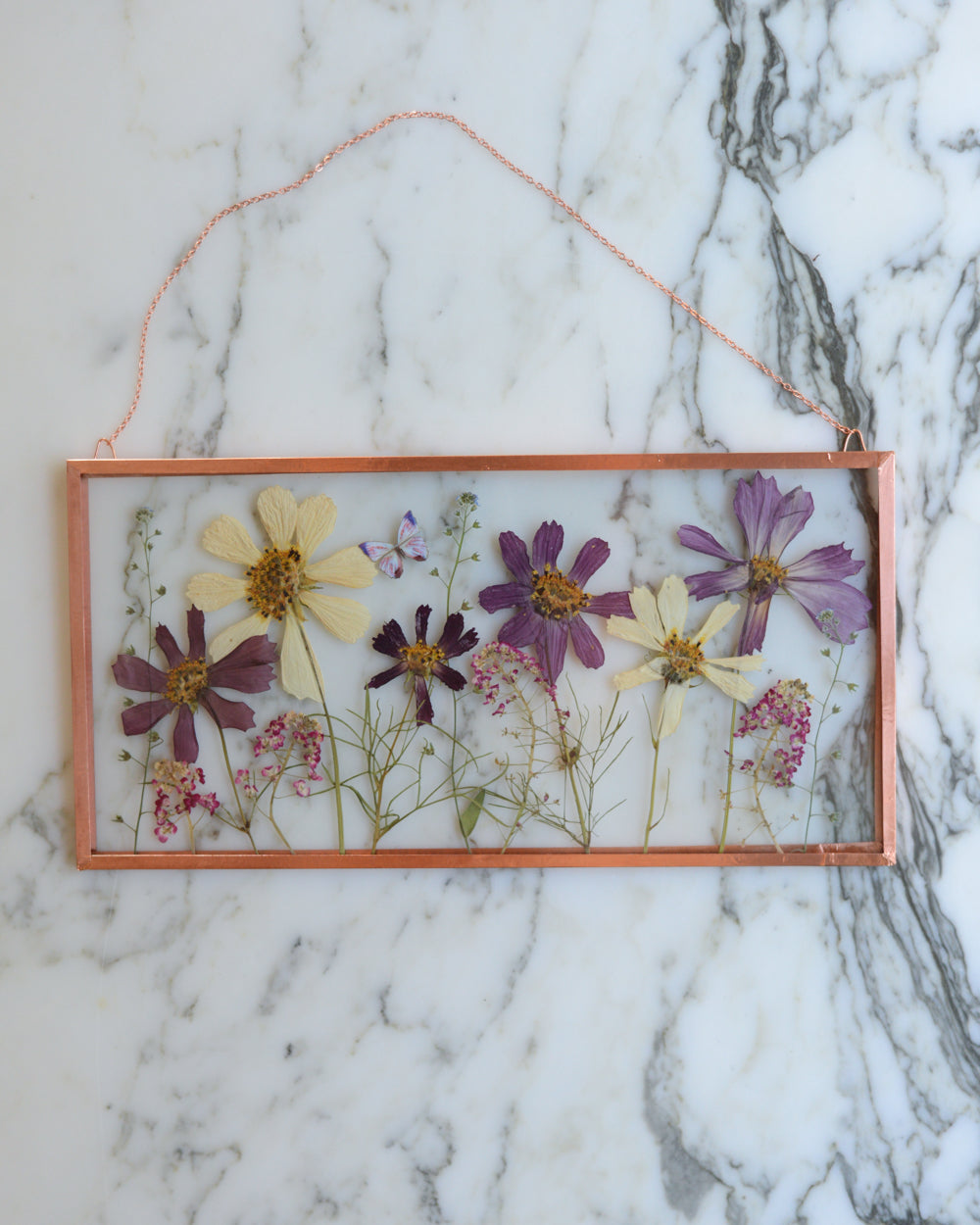 Butterfly Meadow - Cosmos - Glass and Copper Wall Hanging