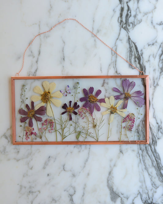 Butterfly Meadow - Cosmos - Glass and Copper Wall Hanging