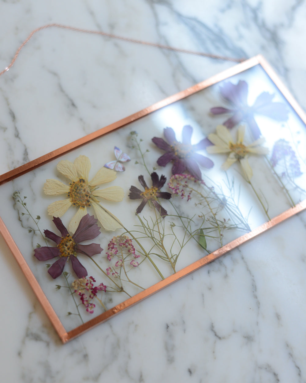 Butterfly Meadow - Cosmos - Glass and Copper Wall Hanging