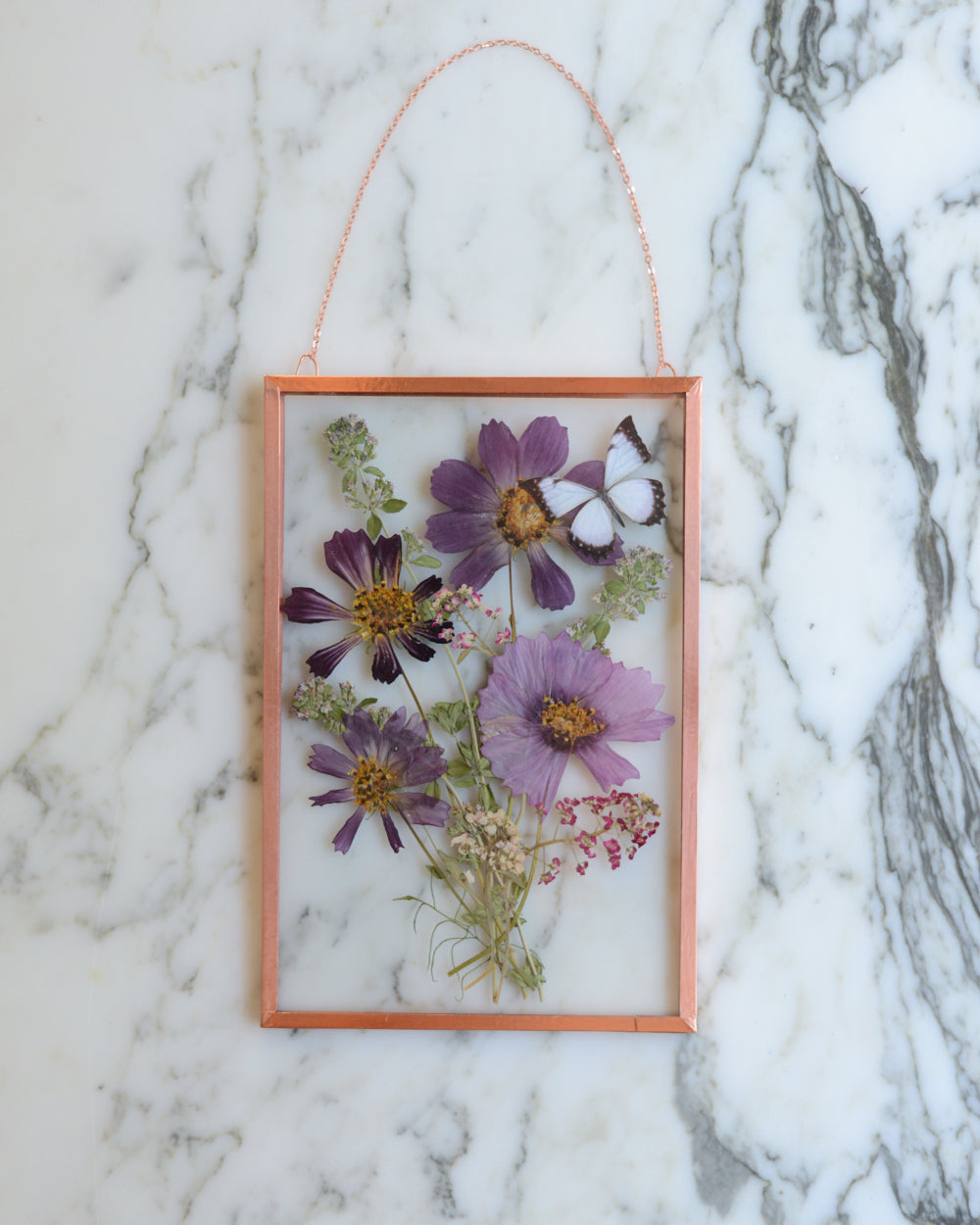 Butterfly Bouquet - Cosmos - Glass and Copper Wall Hanging