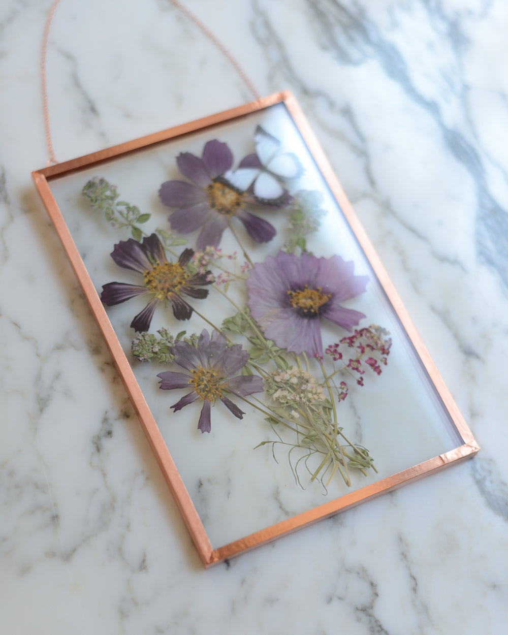 Butterfly Bouquet - Cosmos - Glass and Copper Wall Hanging