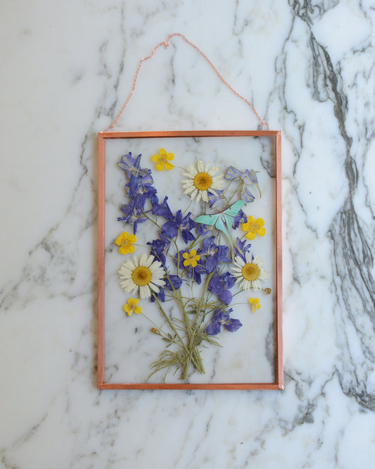 Butterfly Bouquet - Larkspur - Glass and Copper Wall Hanging