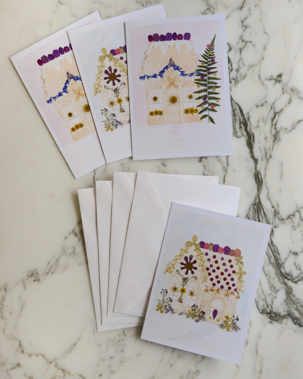 Flowers and Sugar, Set of Blank Holiday Greeting Cards 2024