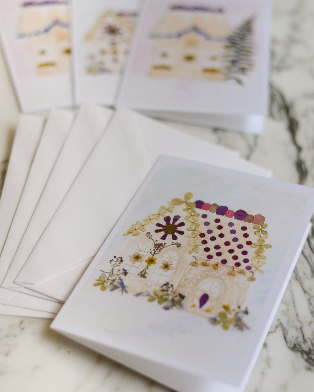 Flowers and Sugar, Set of Blank Holiday Greeting Cards 2024