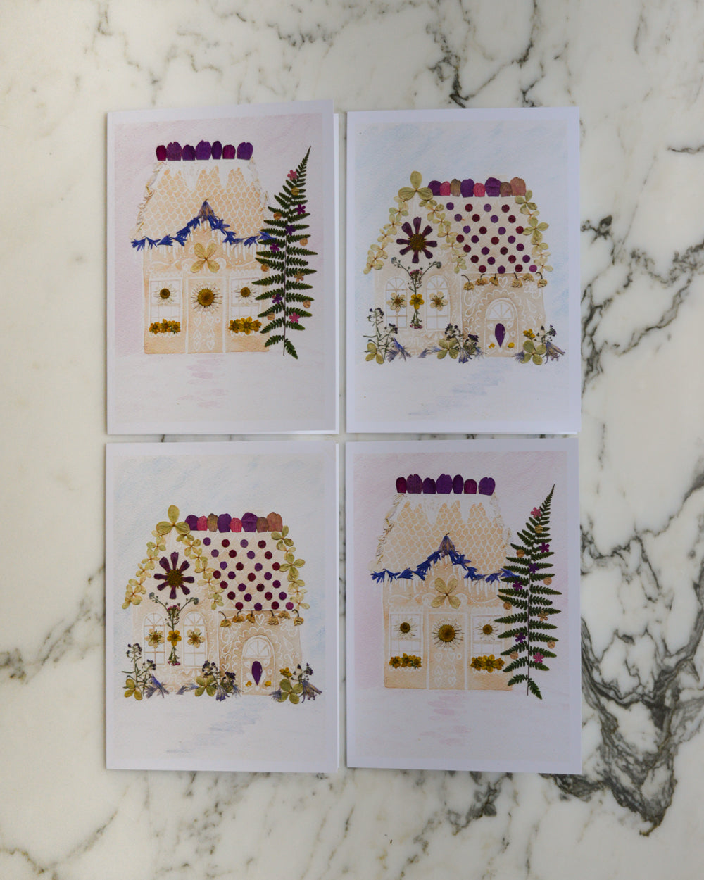 Flowers and Sugar, Set of Blank Holiday Greeting Cards 2024