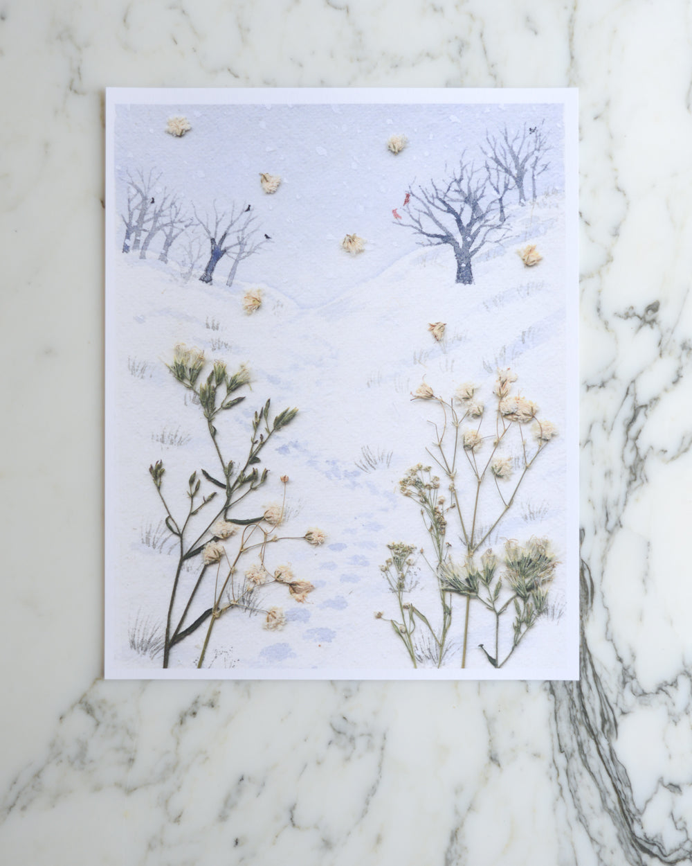 Winter Walk - Watercolor Flowerscape Print