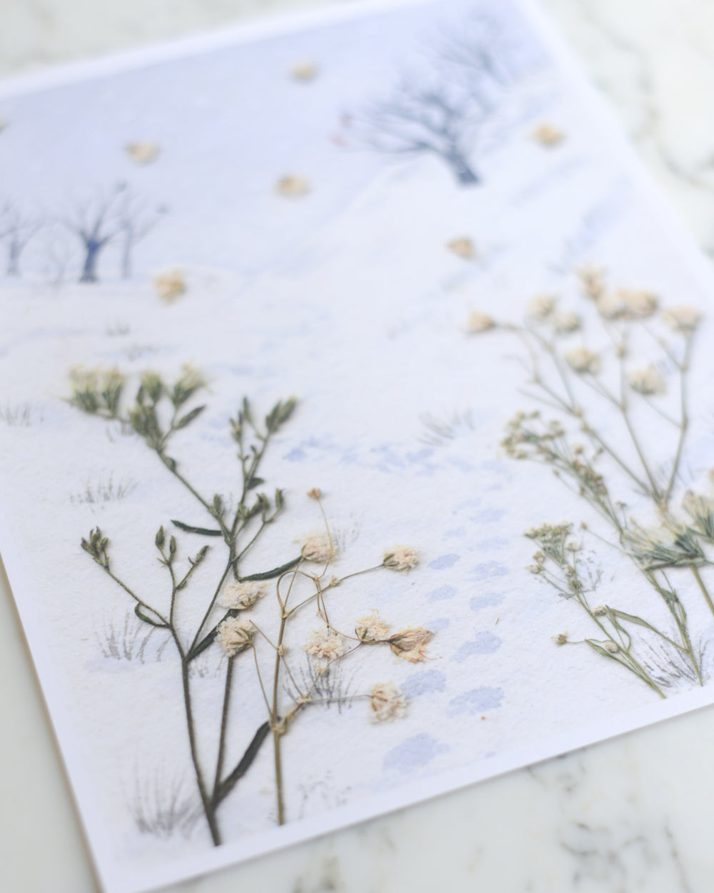 Winter Walk - Watercolor Flowerscape Print