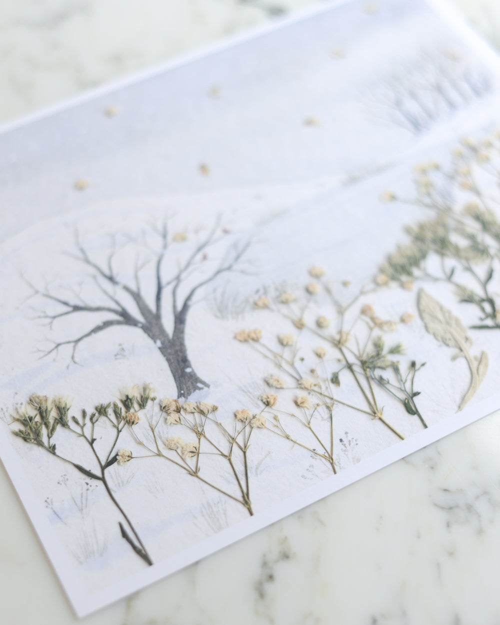 Snow Day - Watercolor Flowerscape Print