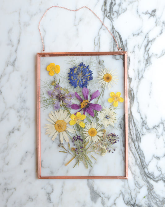 Wildflower Bouquet - Glass and Copper Wall Hanging