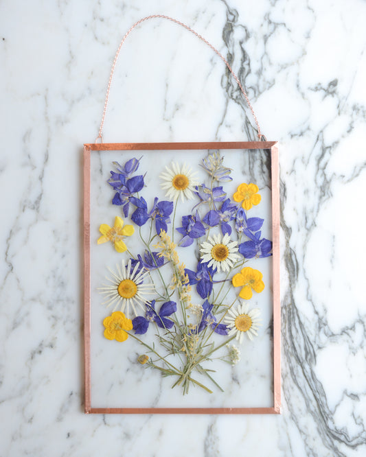 Larkspur Bouquet - Glass and Copper Wall Hanging