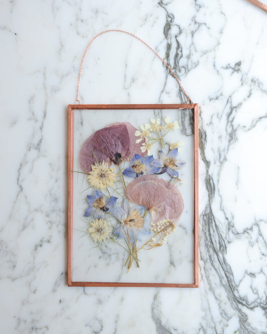 Poppy Bouquet - Glass and Copper Wall Hanging