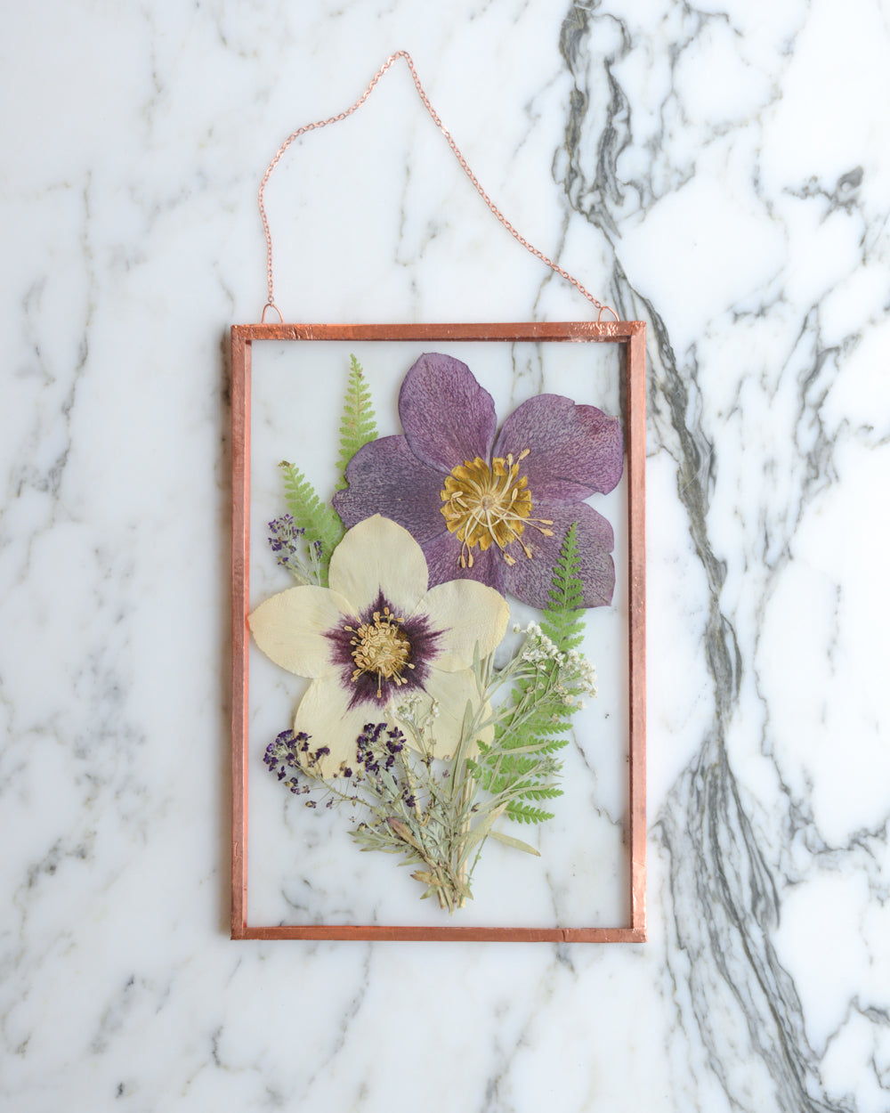 Hellebore Bouquet - Glass and Copper Wall Hanging