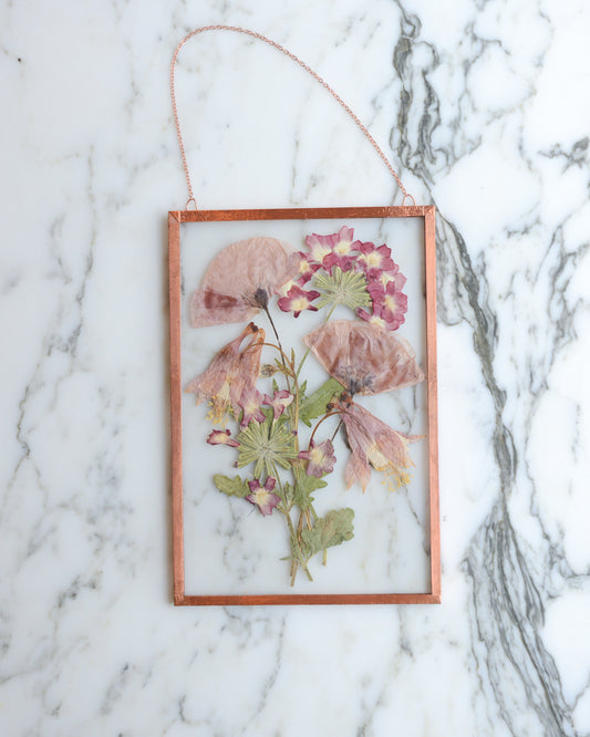 Poppy Bouquet - Glass and Copper Wall Hanging