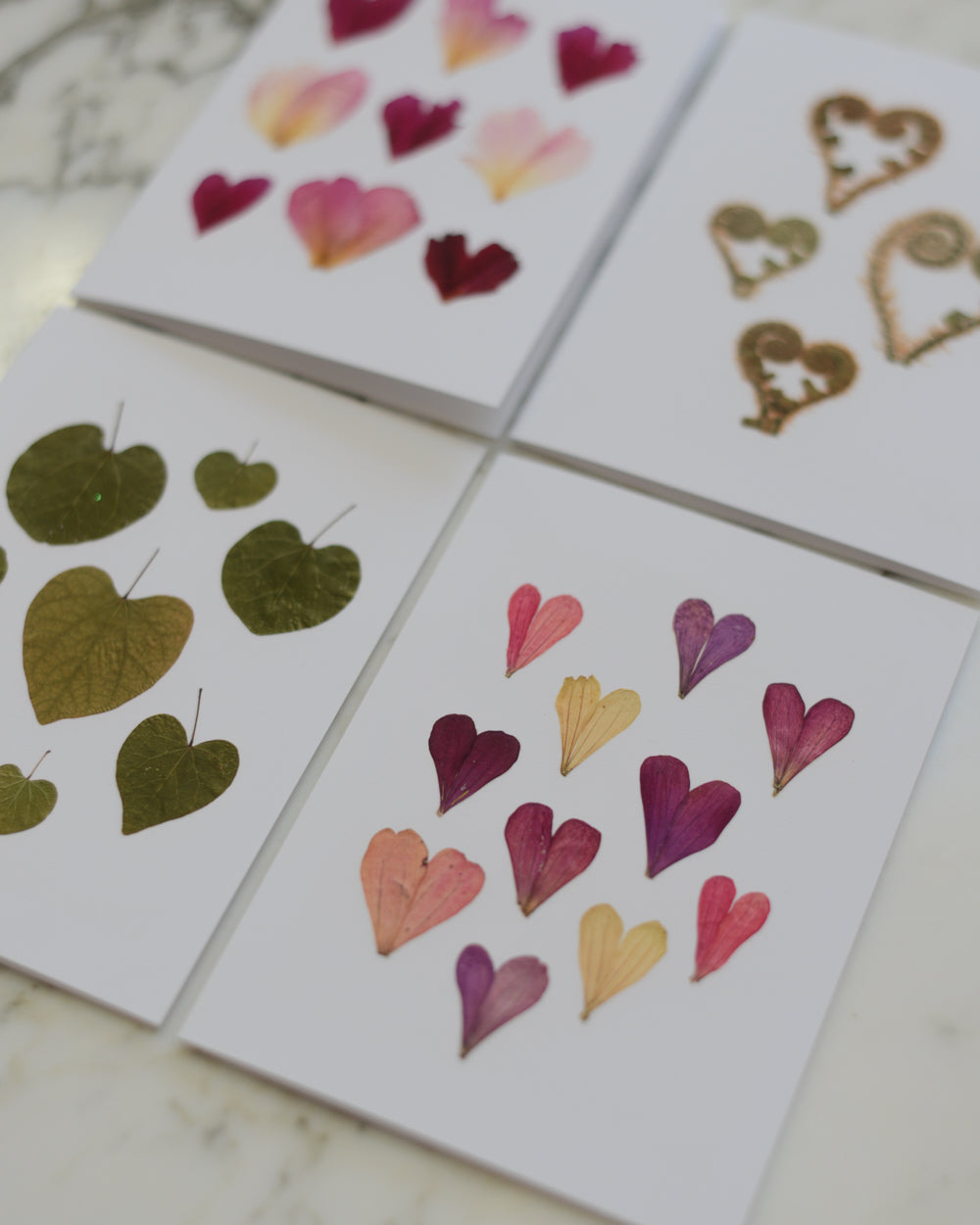 Botanical Hearts - Blank Greeting Cards, set of 4+ with envelopes