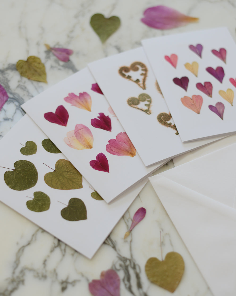 Botanical Hearts - Blank Greeting Cards, set of 4+ with envelopes