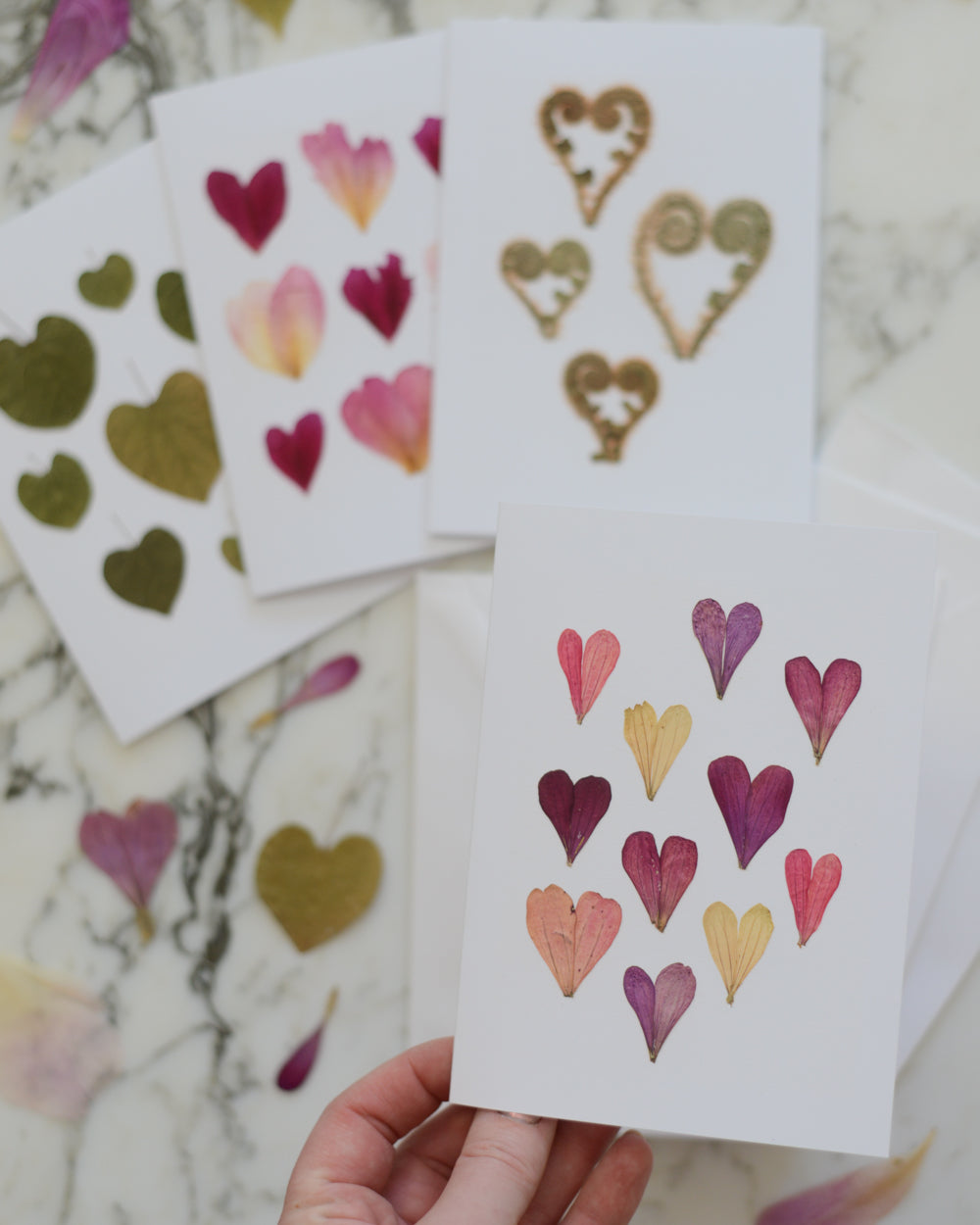 Botanical Hearts - Blank Greeting Cards, set of 4+ with envelopes