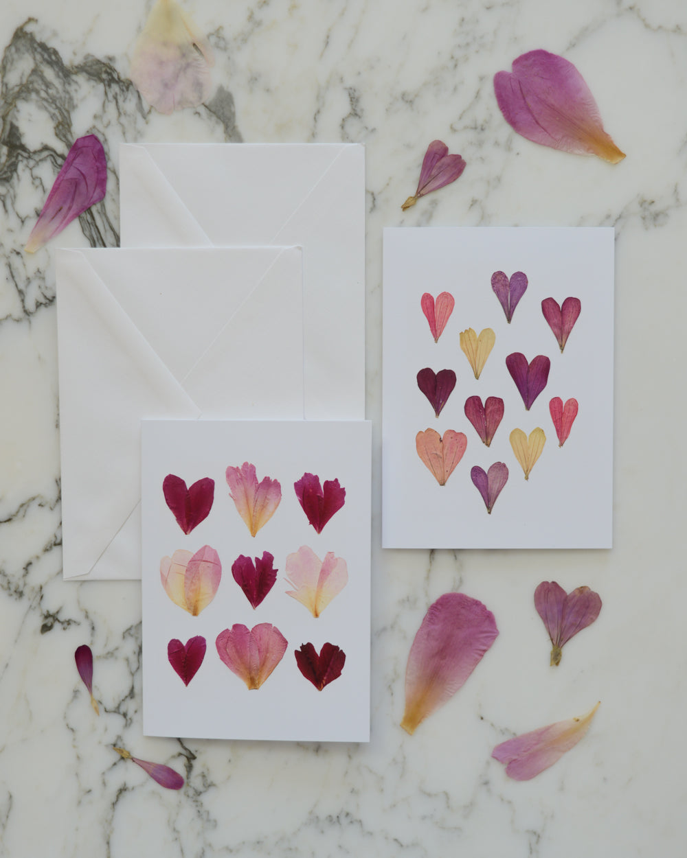 Botanical Hearts - Blank Greeting Cards, set of 4+ with envelopes