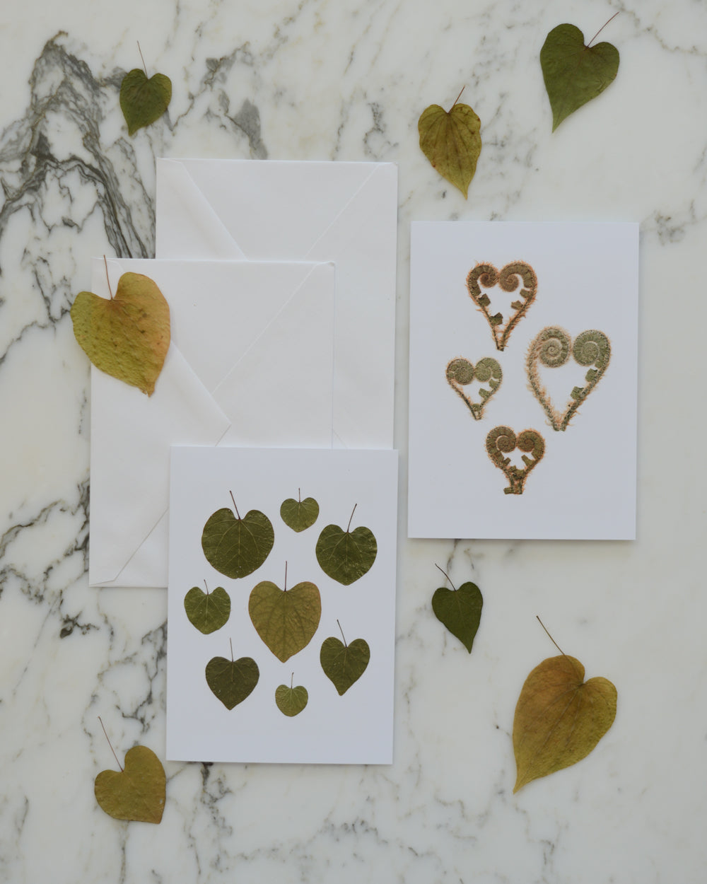 Botanical Hearts - Blank Greeting Cards, set of 4+ with envelopes