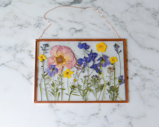 Family Garden - Real Pressed Flowers in Glass and Copper