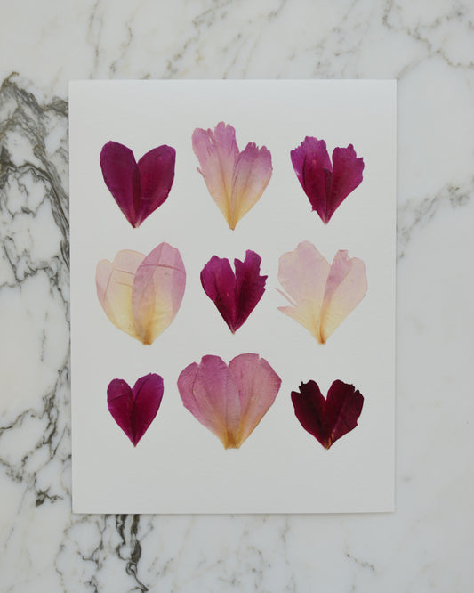 ORIGINAL Peony Hearts - Unframed 9x12"