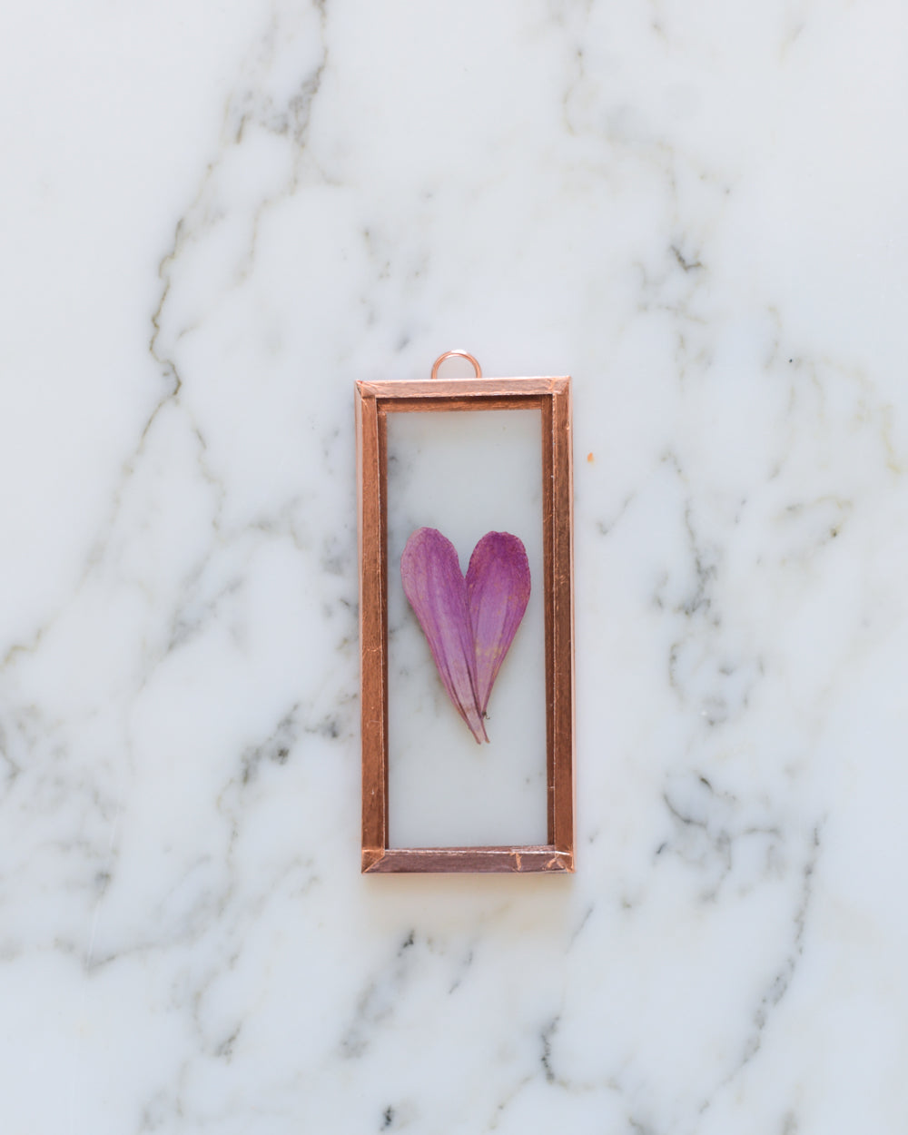 Zinnia Heart - Tiny Glass and Copper Wall Hanging