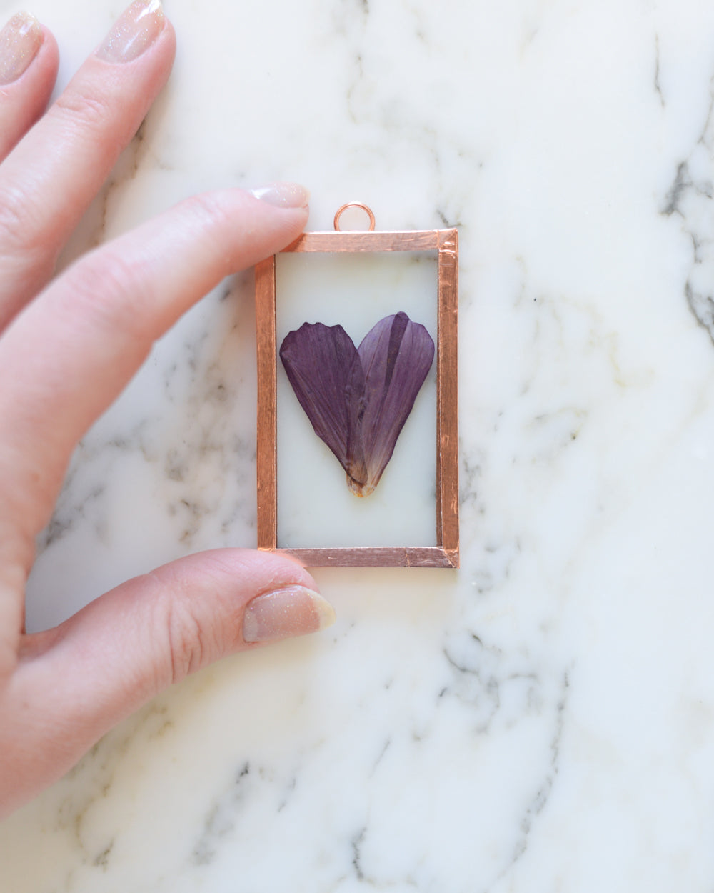 Cosmo Heart - Tiny Glass and Copper Wall Hanging