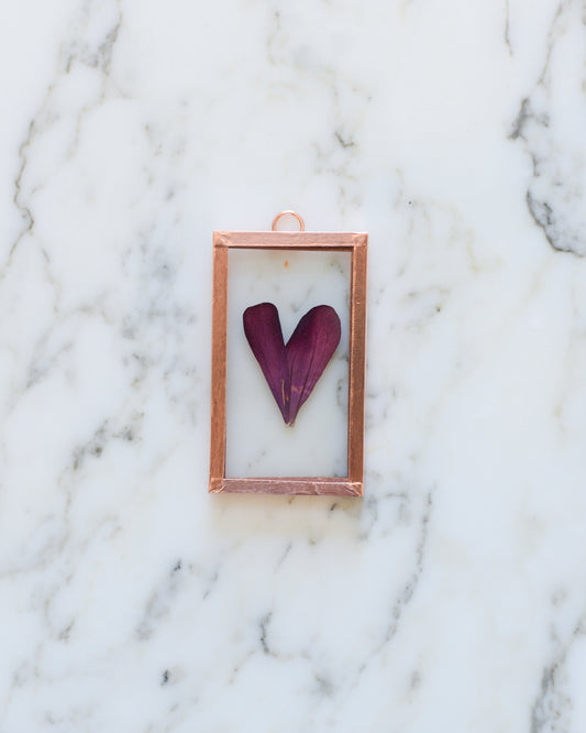 Zinnia Heart - Tiny Glass and Copper Wall Hanging