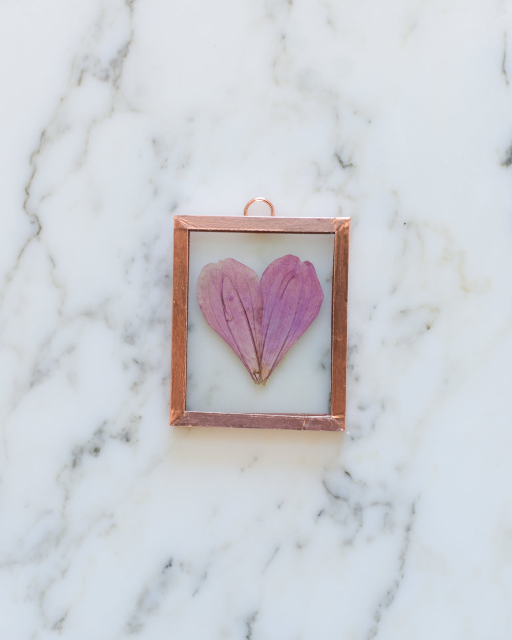 Zinnia Heart - Tiny Glass and Copper Wall Hanging