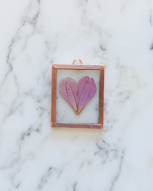 Zinnia Heart - Tiny Glass and Copper Wall Hanging