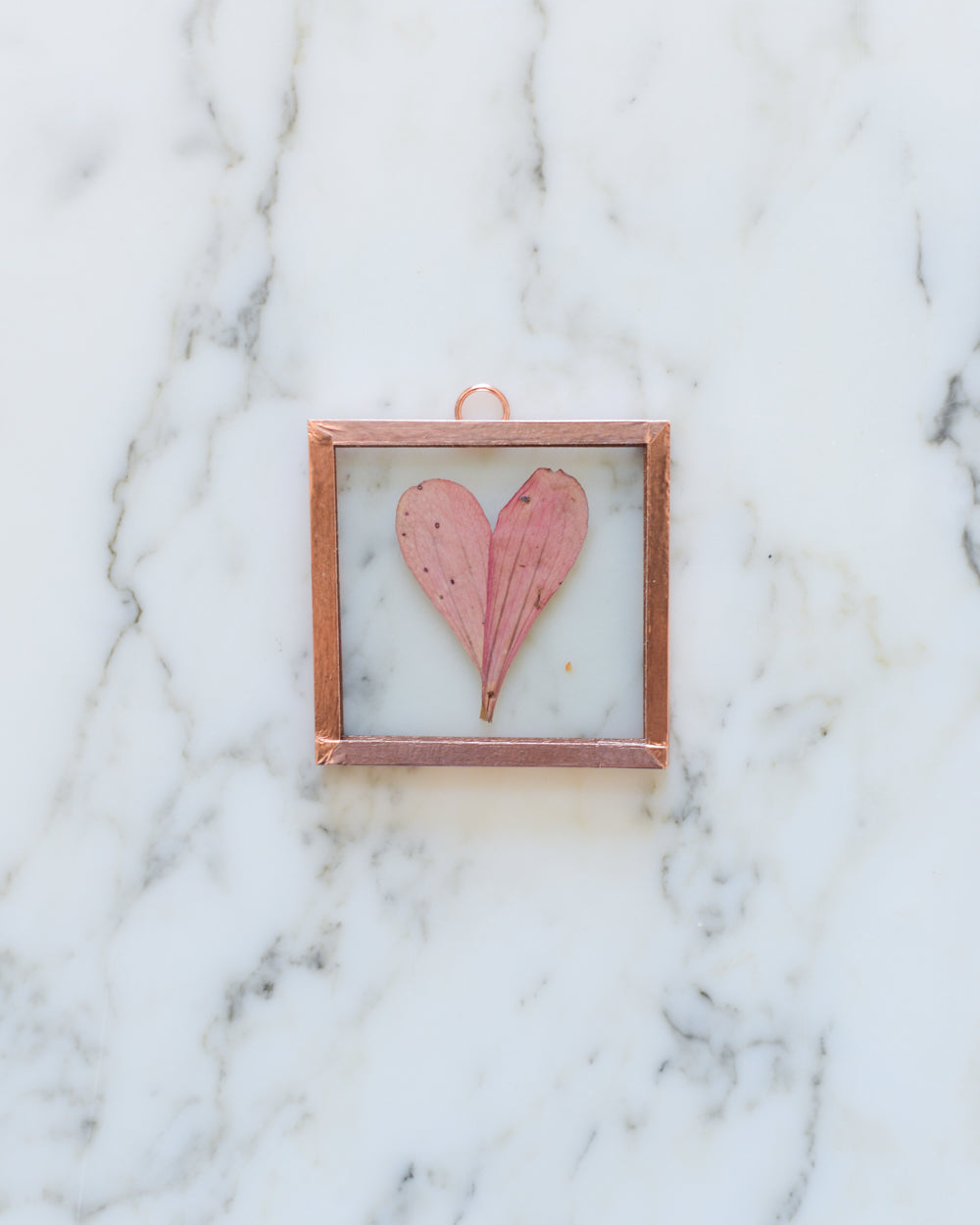 Zinnia Heart - Tiny Glass and Copper Wall Hanging