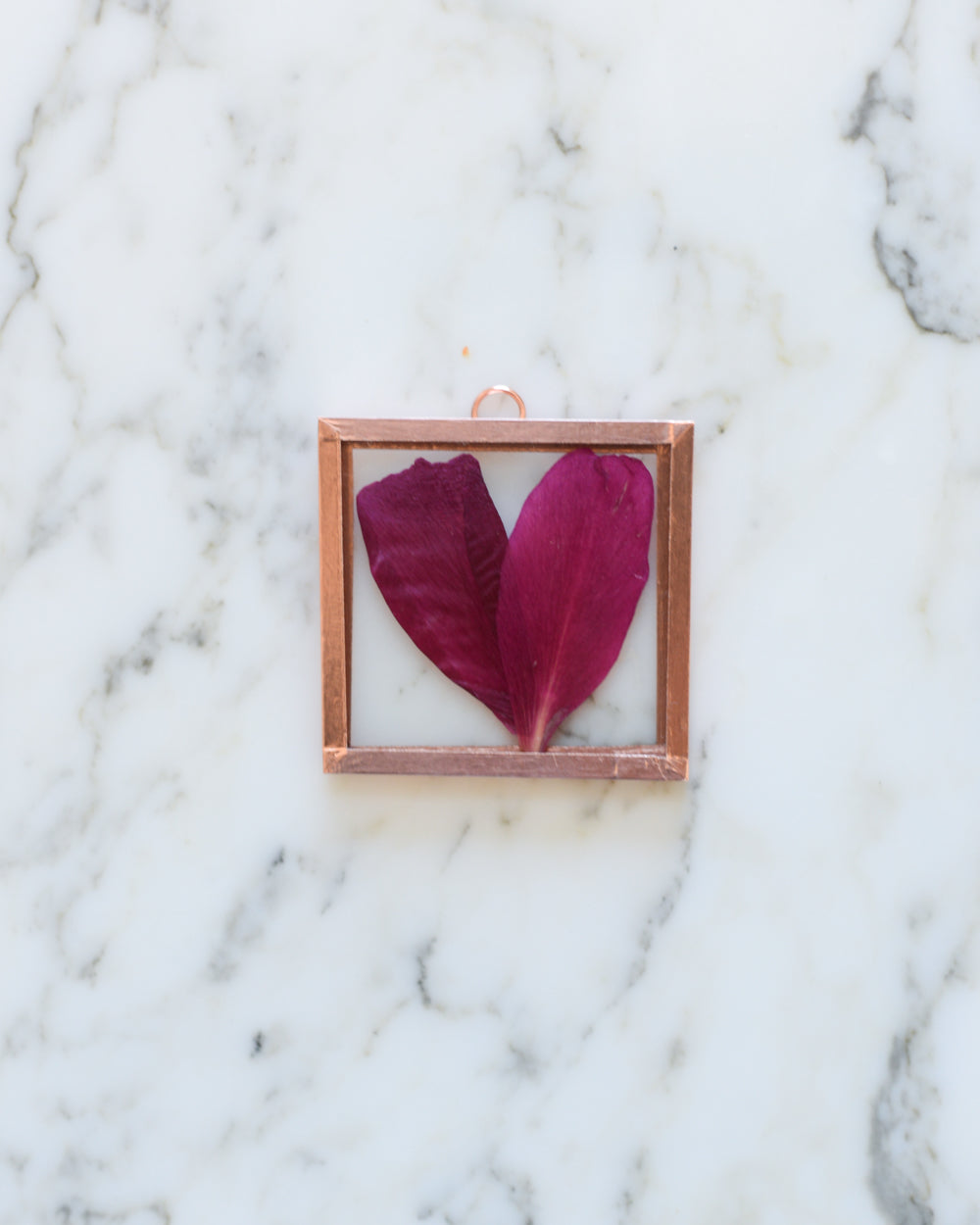 Peony Heart - Tiny Glass and Copper Wall Hanging