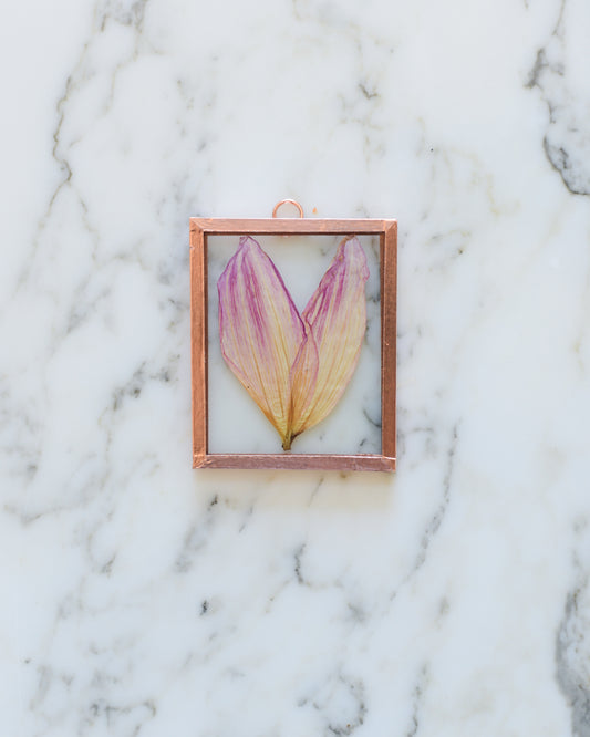 Dahlia Heart - Tiny Glass and Copper Wall Hanging