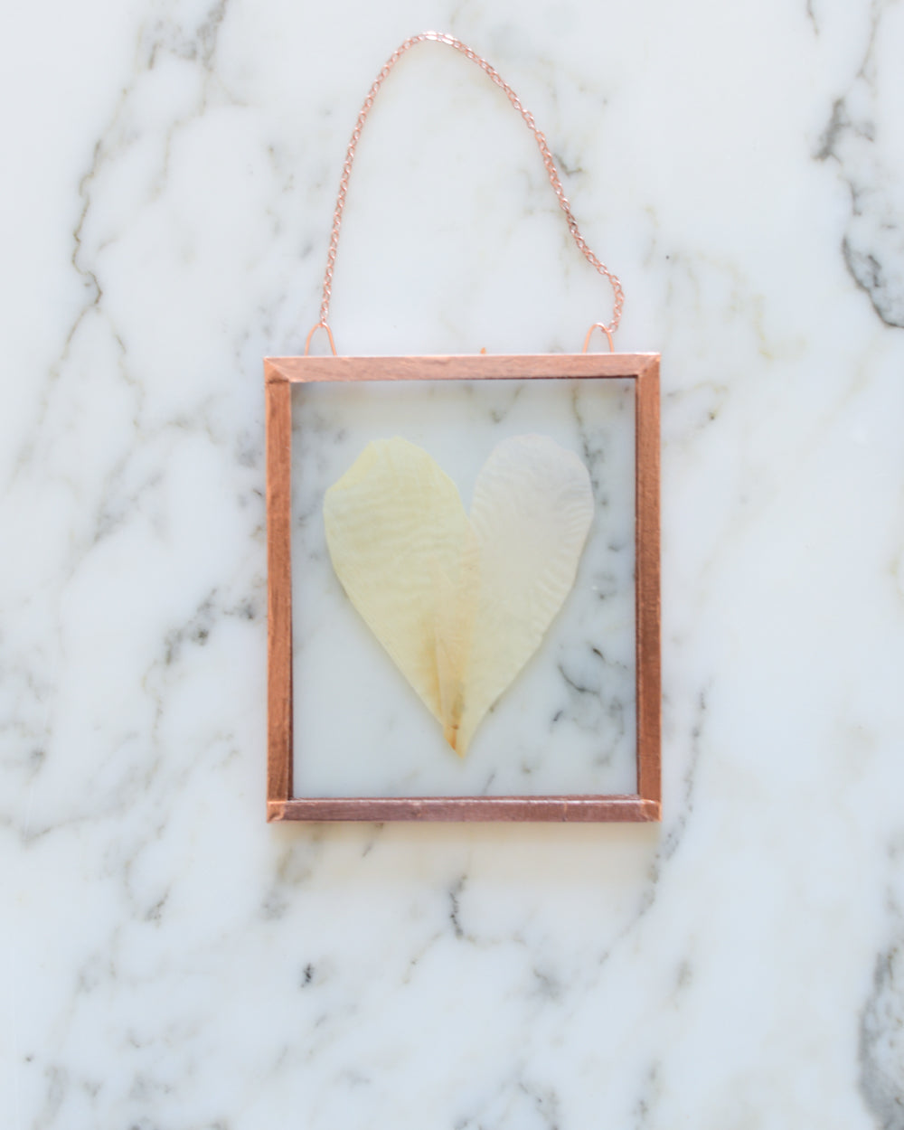 Peony Heart - Small Glass and Copper Wall Hanging