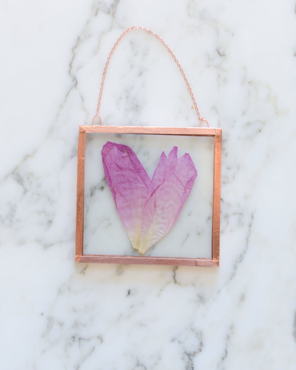 Peony Heart - Small Glass and Copper Wall Hanging