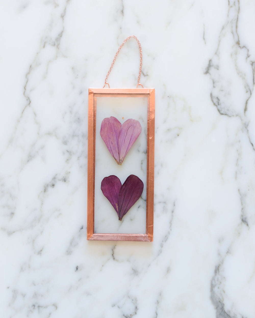 Zinnia Hearts - Small Glass and Copper Wall Hanging