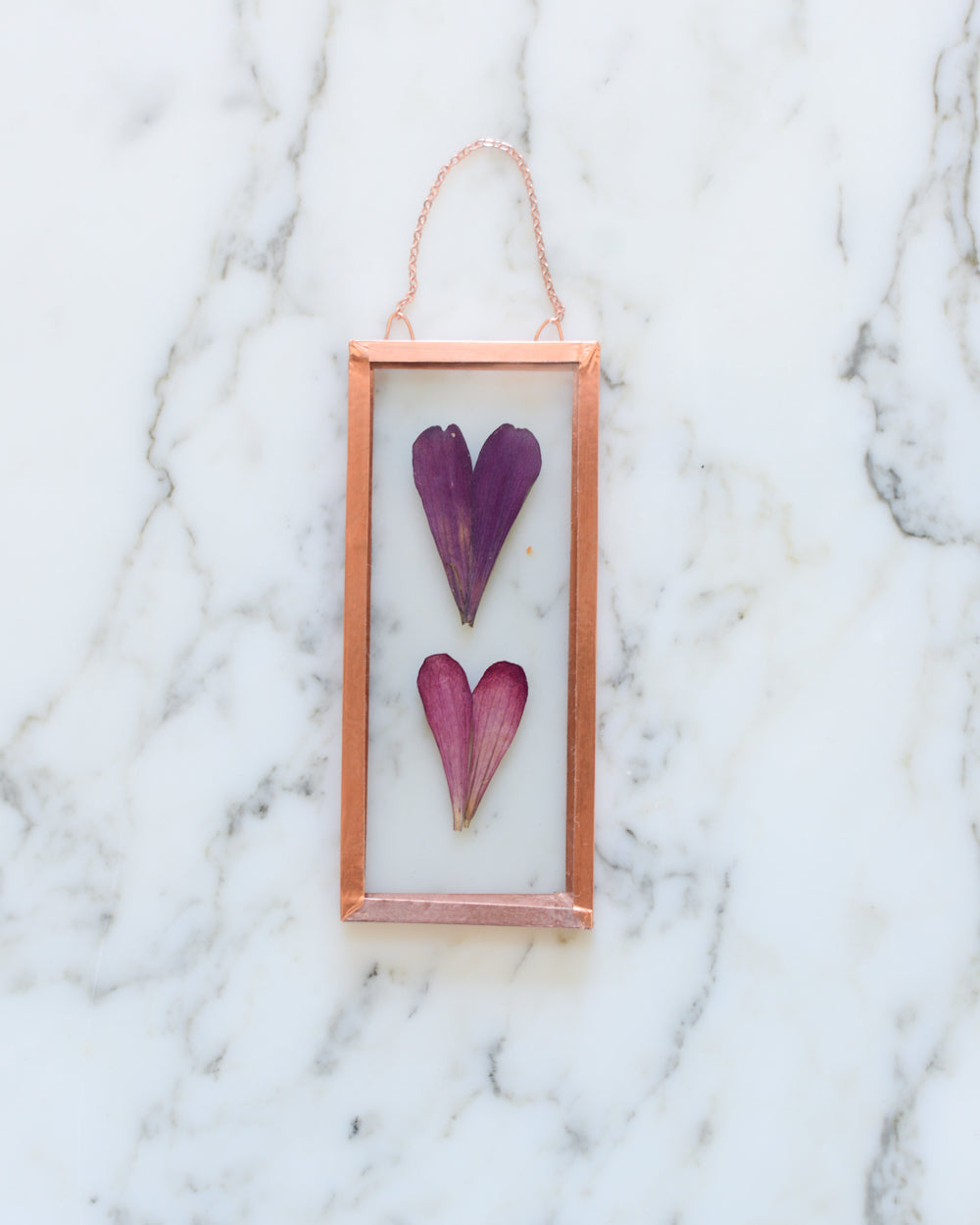 Zinnia Hearts - Small Glass and Copper Wall Hanging