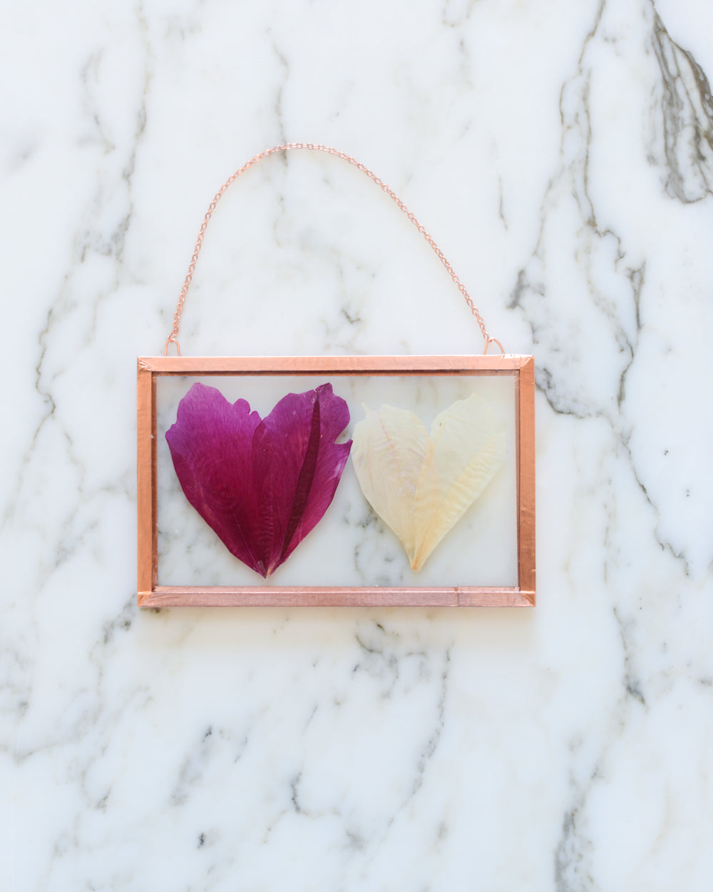 Peony Hearts - Small Glass and Copper Wall Hanging