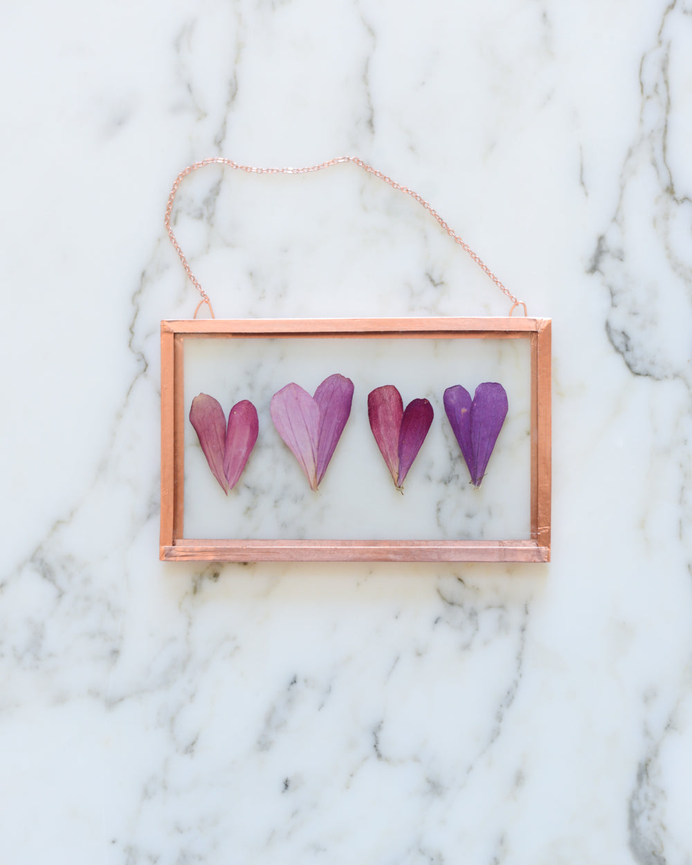 Zinnia Hearts - Small Glass and Copper Wall Hanging