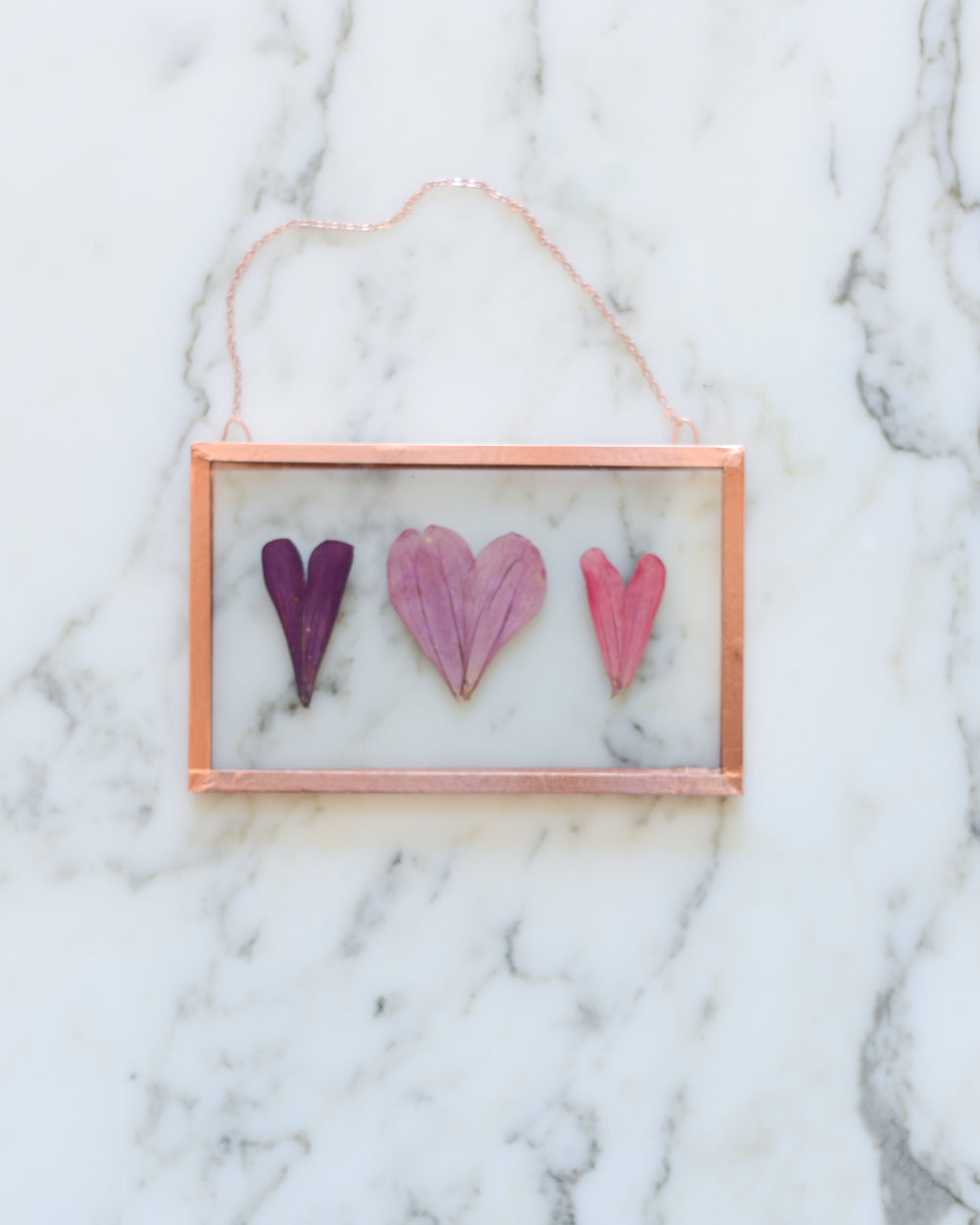 Zinnia Hearts - Small Glass and Copper Wall Hanging