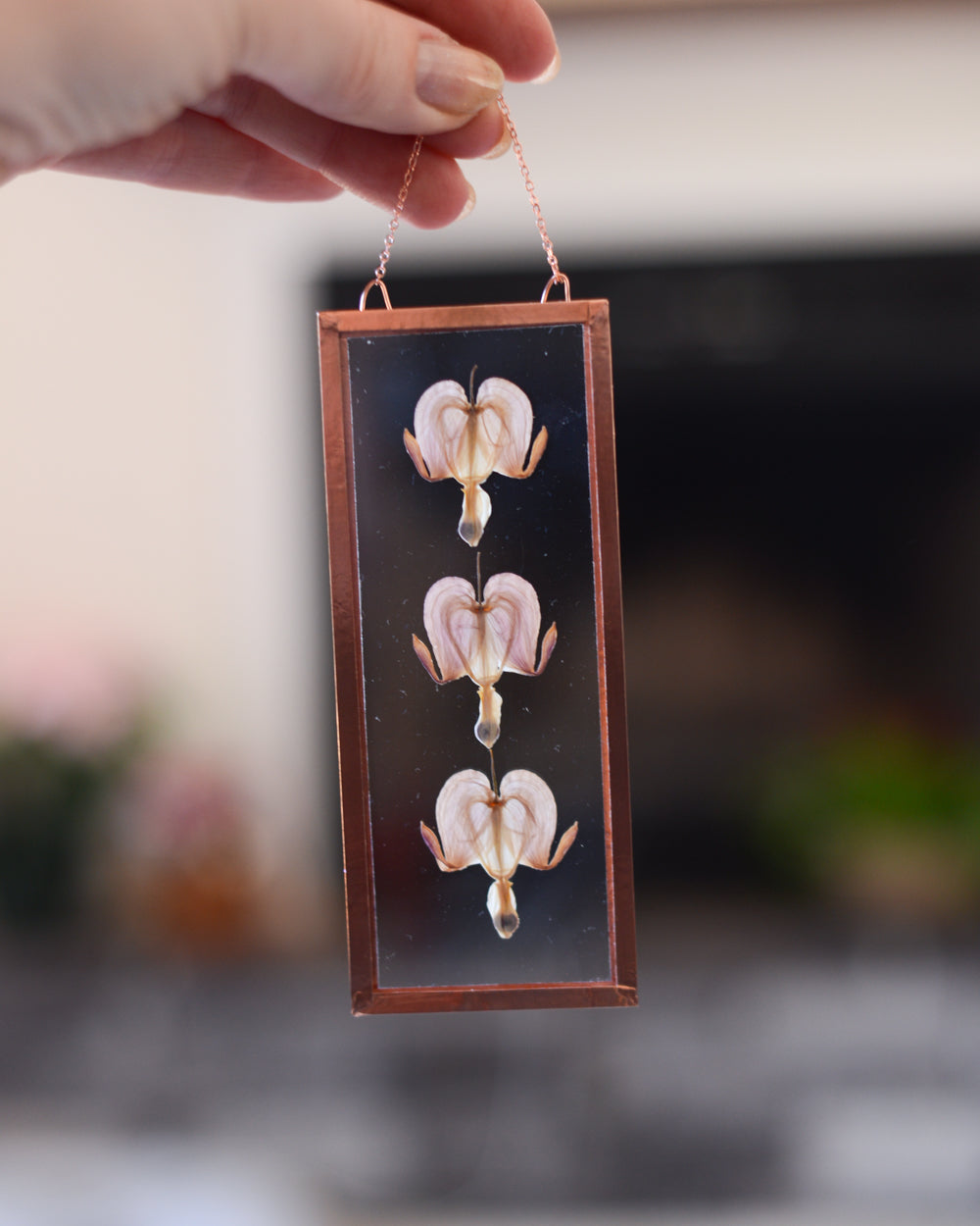 Bleeding Hearts - Small Glass and Copper Wall Hanging