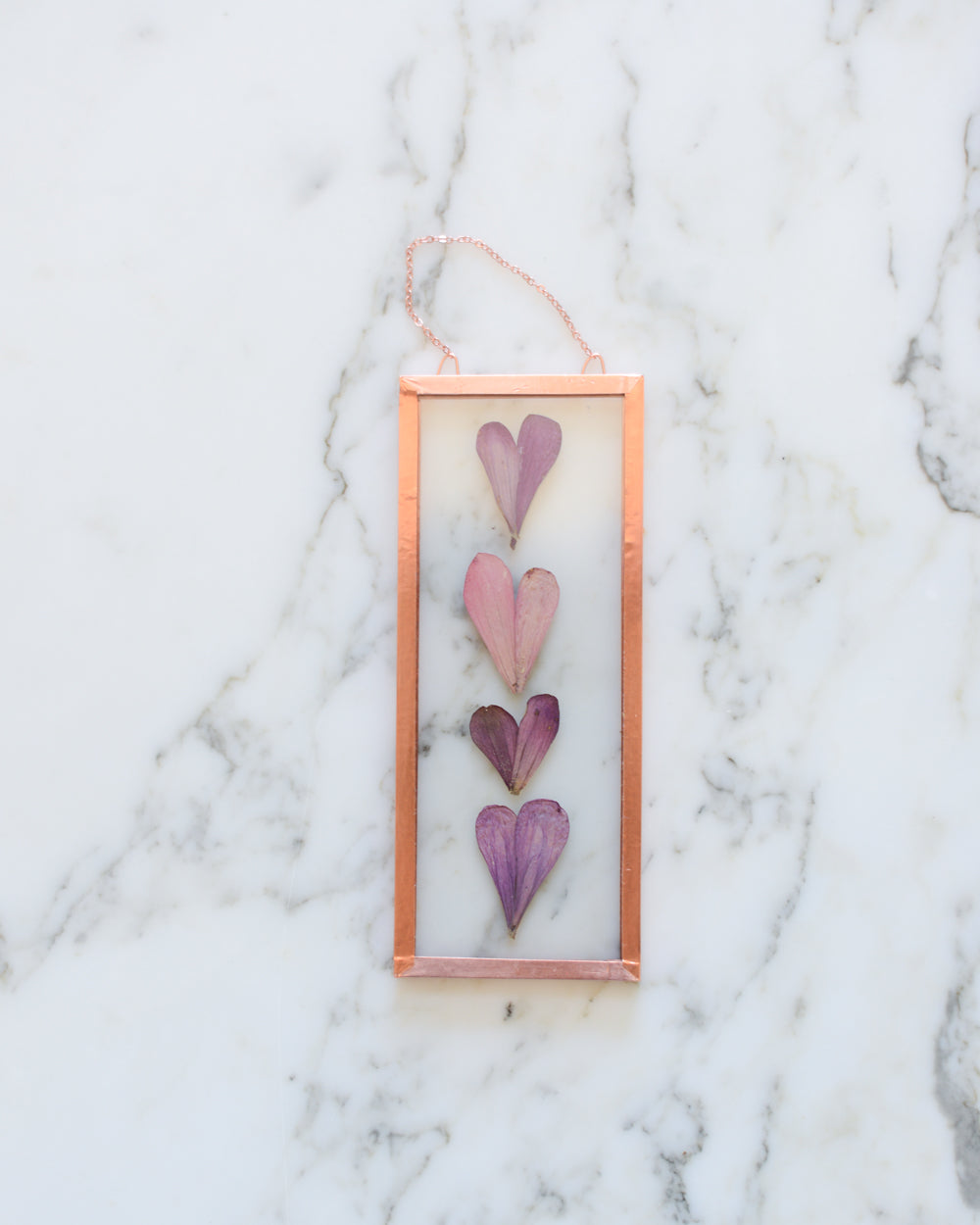 MADE TO ORDER: Zinnia Hearts - Small Glass and Copper Wall Hanging