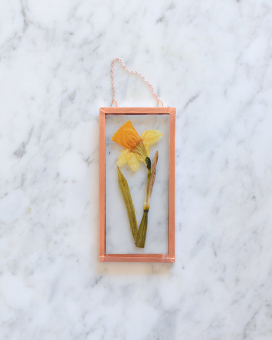 Daffodil - Small Glass and Copper Wall Hanging