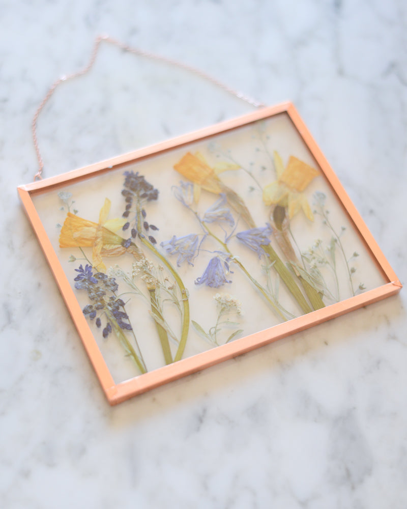 Daffodil Meadow - Medium Glass and Copper Wall Hanging