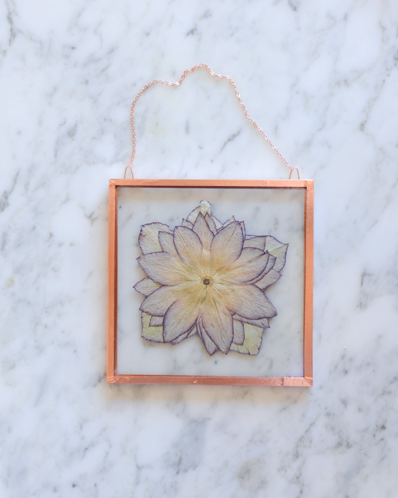 Hellebore - Square Glass and Copper Wall Hanging