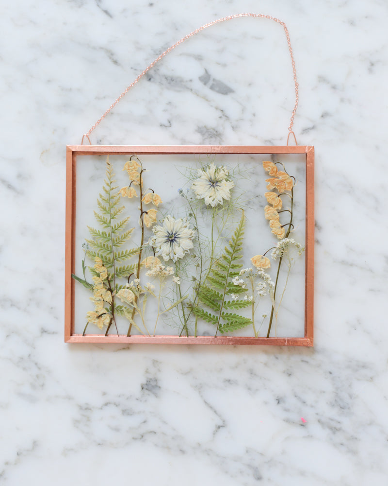 Lily of the Valley Meadow - Medium Glass and Copper Wall Hanging