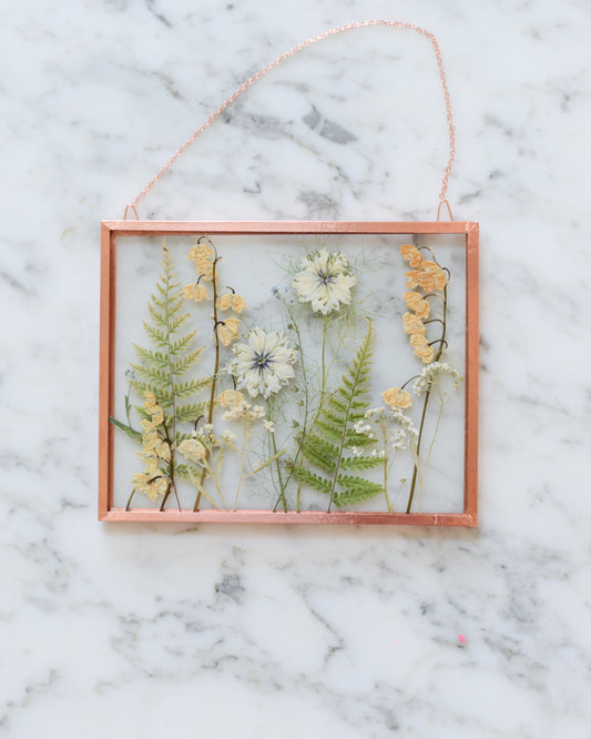 Lily of the Valley Meadow - Medium Glass and Copper Wall Hanging