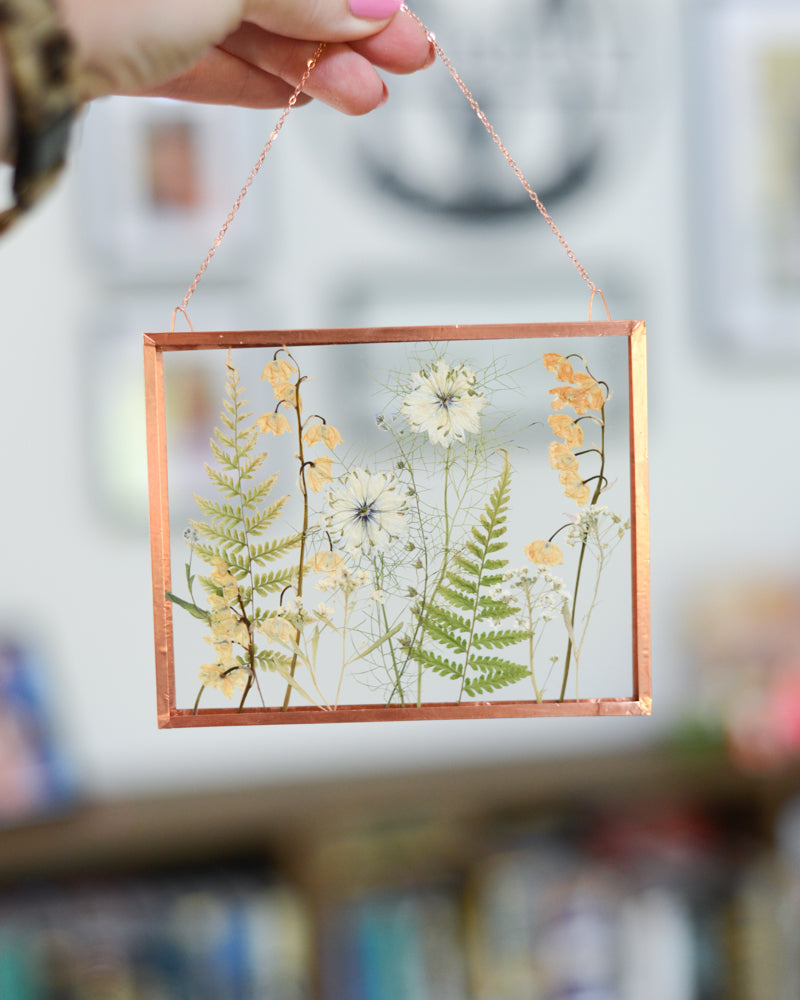 Lily of the Valley Meadow - Medium Glass and Copper Wall Hanging